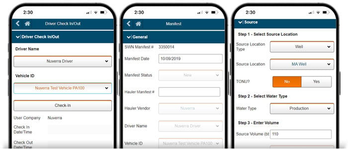 Mobile screenshots of app for tracking and monitoring assets